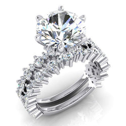 Alternierend Echter Diamant Größe Verlobung Ring und Band Set