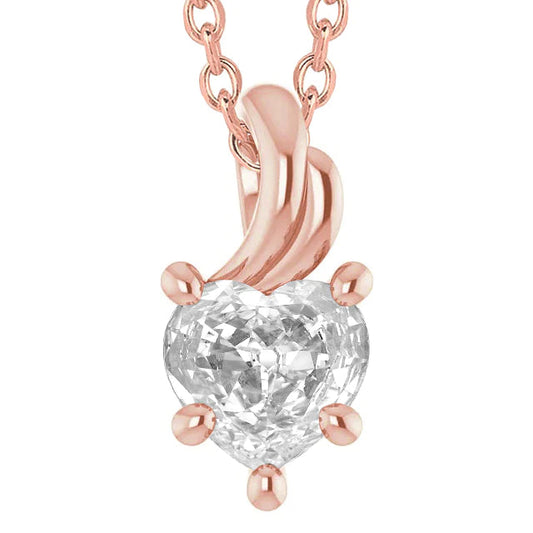 Alteuropäischer Herz-Echt Diamant-Anhänger 5 Karat Roségold 14K Krappenset