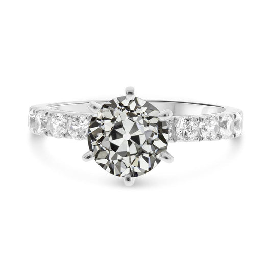 Altschliff-Echt Diamant-Solitärring mit Akzenten 6-Krappen-Set 6.50 Karat