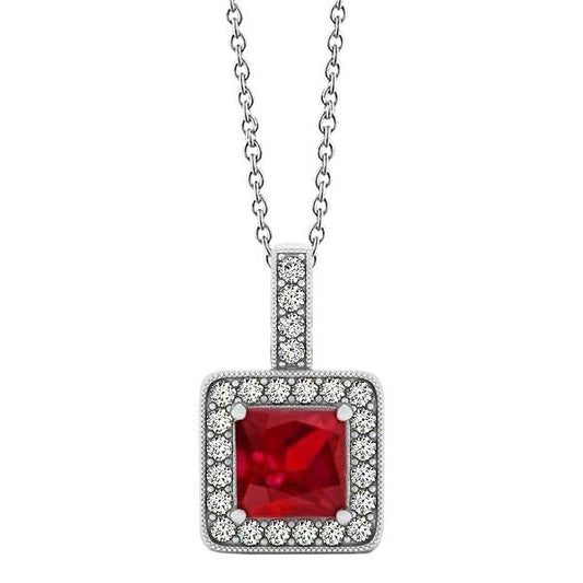 Anhänger Halskette Gold Prinzessin Ruby mit Aus der Erde Abgebauter Natürlicher Diamanten 4,60 ct.