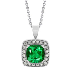 Anhänger Mit Aus der Erde Abgebauter Natürlicher Diamant Und Grünem Smaragd Mit Kette 5,75 Karat