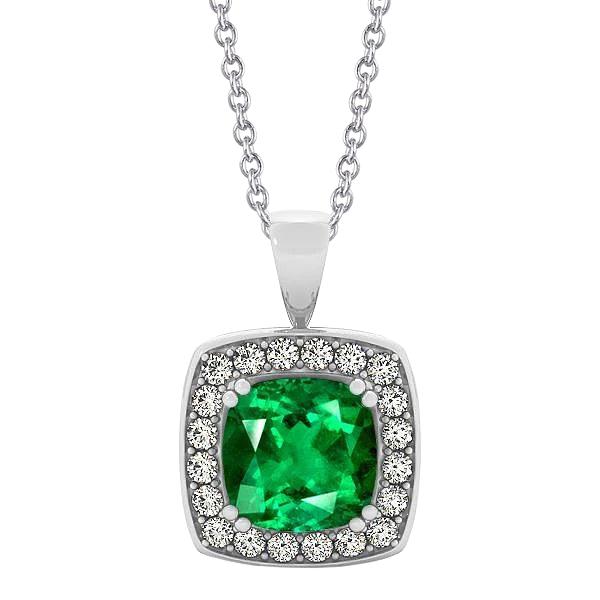 Anhänger Mit Diamant Und Grünem Smaragd Mit Kette 5,75 Karat