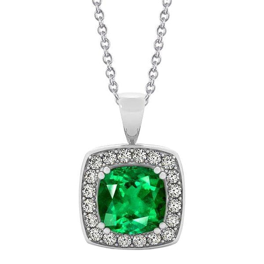 Anhänger Mit Diamant Und Grünem Smaragd Mit Kette 5,75 Karat