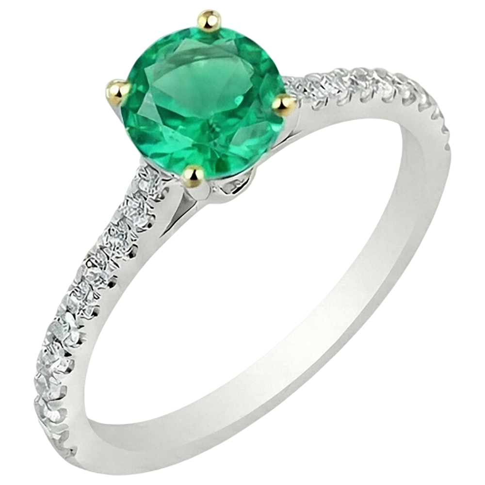 Premium Edler Smaragd Schmuckstein-Ring 2 Karat – Schrägansicht