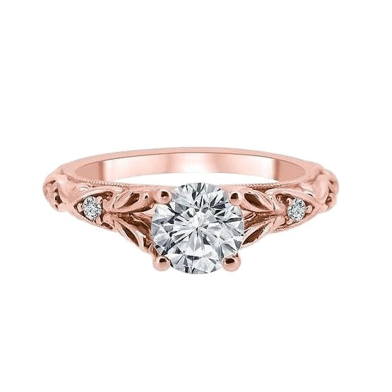 Antik Aussehend Echt Rund Diamant Verlobung Ring 2.60 Karat Roségold 14K