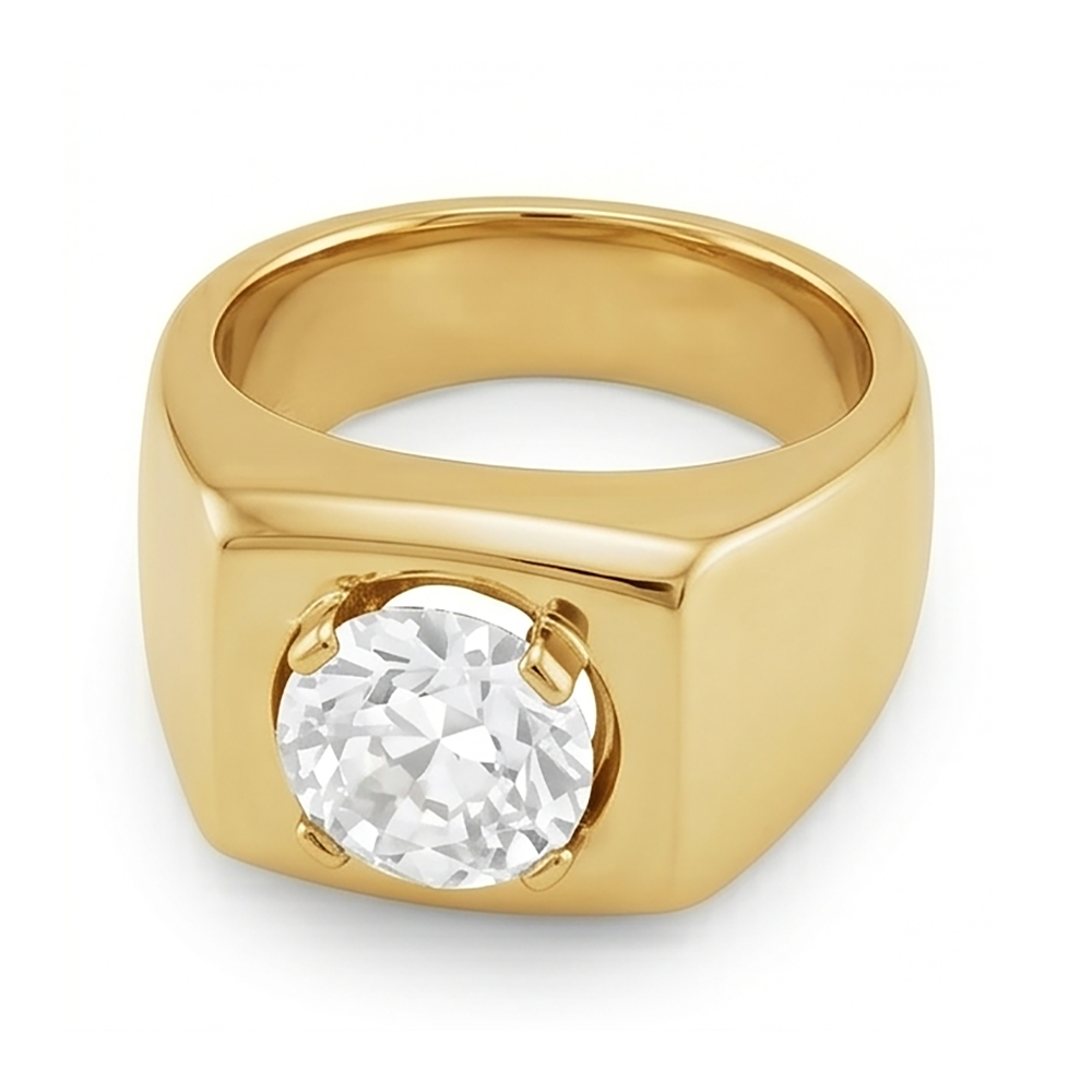 Antik-Kissen-Schliff Männer-Ring – Diamant 2 Karat 10K Yellow