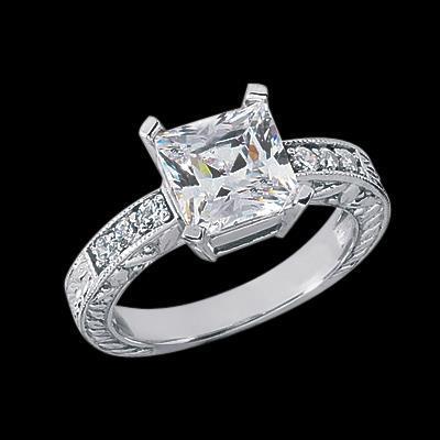 Antik-Stil 1.71 Karat Prinzessin Echt Diamant-Verlobungsring Weißgold
