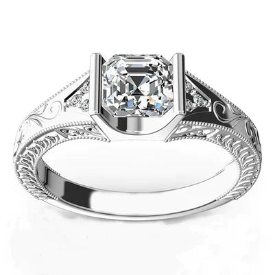 Antik-Stil 2.25 Kt Lünette Set Echt Diamant Jubiläumsring Gold Weiß