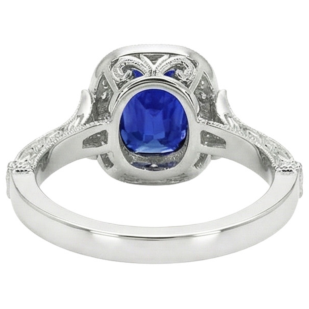 Antik-Stil Aus der Erde Abgebauter Natürlicher Diamantring Lünette Set Kissen Ceylon Saphir 8 Karat