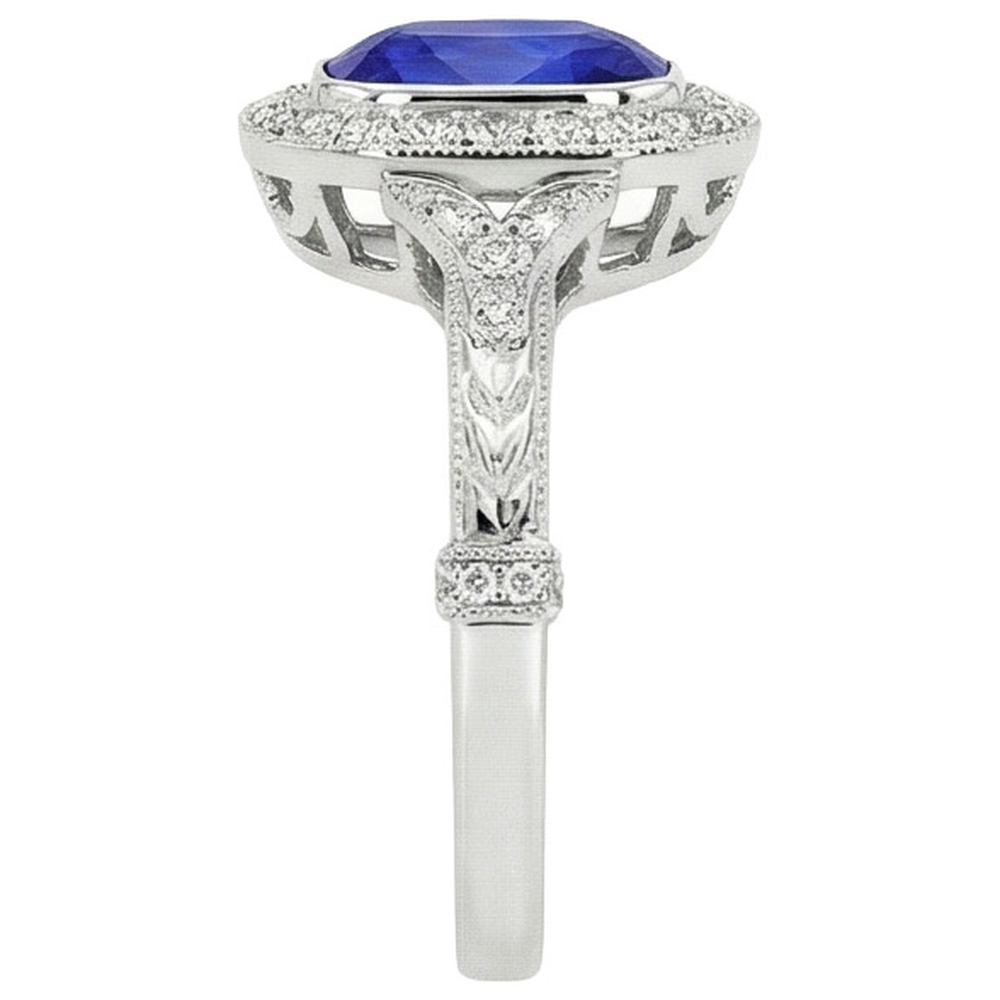 Antik-Stil Aus der Erde Abgebauter Natürlicher Diamantring Lünette Set Kissen Ceylon Saphir 8 Karat
