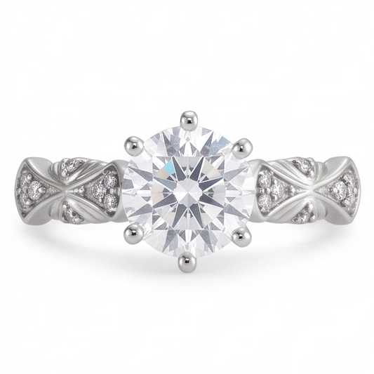 Antik-Stil Natürliche Aus der Erde Abgebauter Natürlicher Diamant Jubiläumsring 1,75 Karat Weißgold 14K