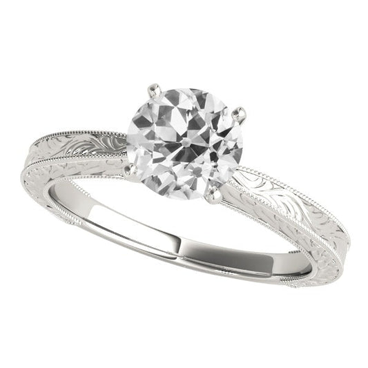 Antik-Stil Solitaire Old Mine Cut Echt Diamantring 2 Karat Filigran