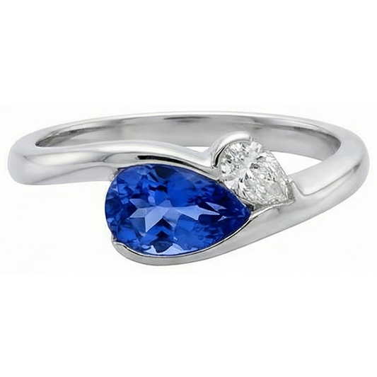 Antiker 2,01 Karat Goldring Tansanit Birnendiamant