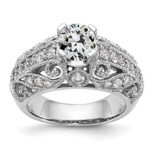 Antiker Runder Altschliff Echt Diamant Fancy Ring 3.25 Karat Milgrain