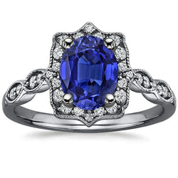 Antiker Saphir-Aus der Erde Abgebauter Natürlicher Diamantring