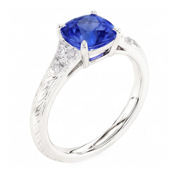Antiker Stil Edelstein Schmuck Kissen Blauer Saphir Ring 2 Karat