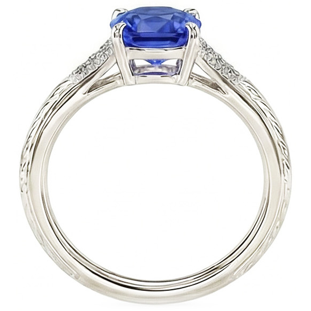 Antiker Stil Edelstein Schmuck Kissen Blauer Saphir Ring 2 Karat