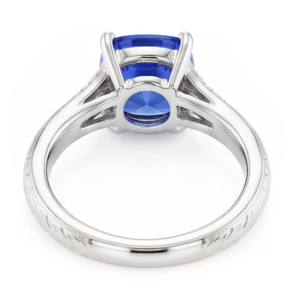 Antiker Stil Edelstein Schmuck Kissen Blauer Saphir Ring 2 Karat