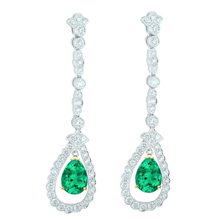 Natürlicher Smaragd Gemstone Earring – Hauptansicht