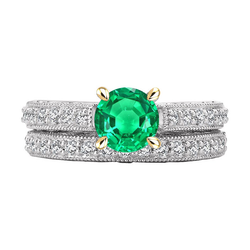 Kolumbianischer Smaragd Antik Farbstein-Ring 2 Karat in 14 Karat