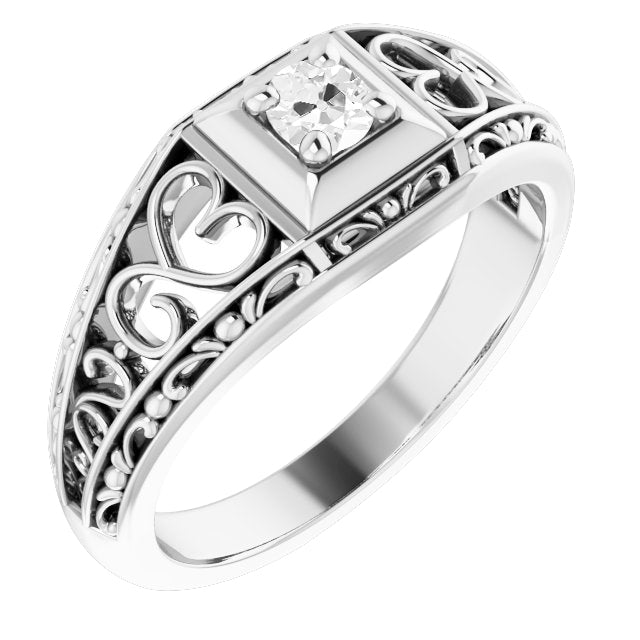Handgemachter Edler Diamant Einzelstein-Ring 1 Karat – Hauptansicht