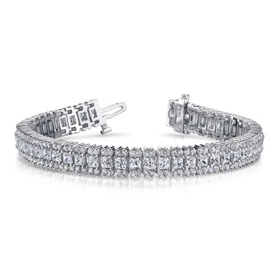 Armband Weißgold mit funkelnden Echt Diamanten, rund und Princess-Schliff 11,50 ct