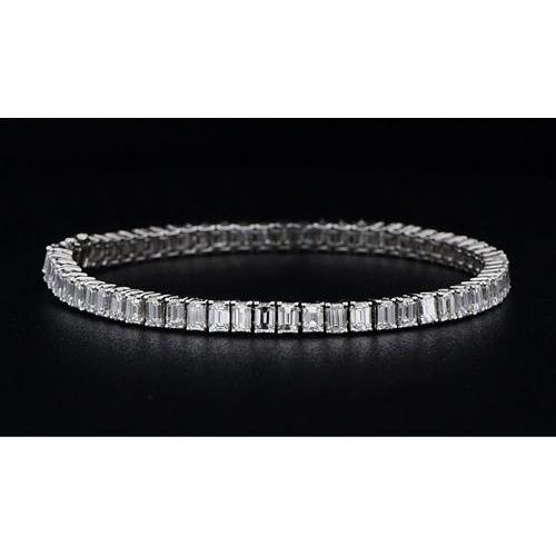 Armband aus echtem Baguette-Diamant aus Weißgold