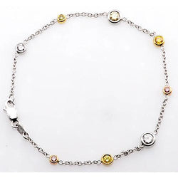 Armband aus echtem Diamant mit rosa und gelbem Saphir, 2,95 Karat, Damenschmuck