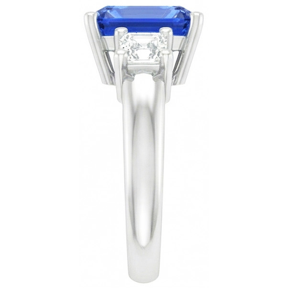 Asscher Natürlicher Diamant ( nicht im Labor gezüchtet ) Jewelry Radiant Sapphire 3 Steinring 4 Zinken 3 Karat