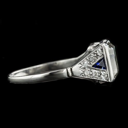 Asscher Aus der Erde Abgebauter Natürlicher Diamant ( nicht im Labor gezüchtet ) & Trillion Ceylon Saphir Edelstein Ring 6.25 Karat