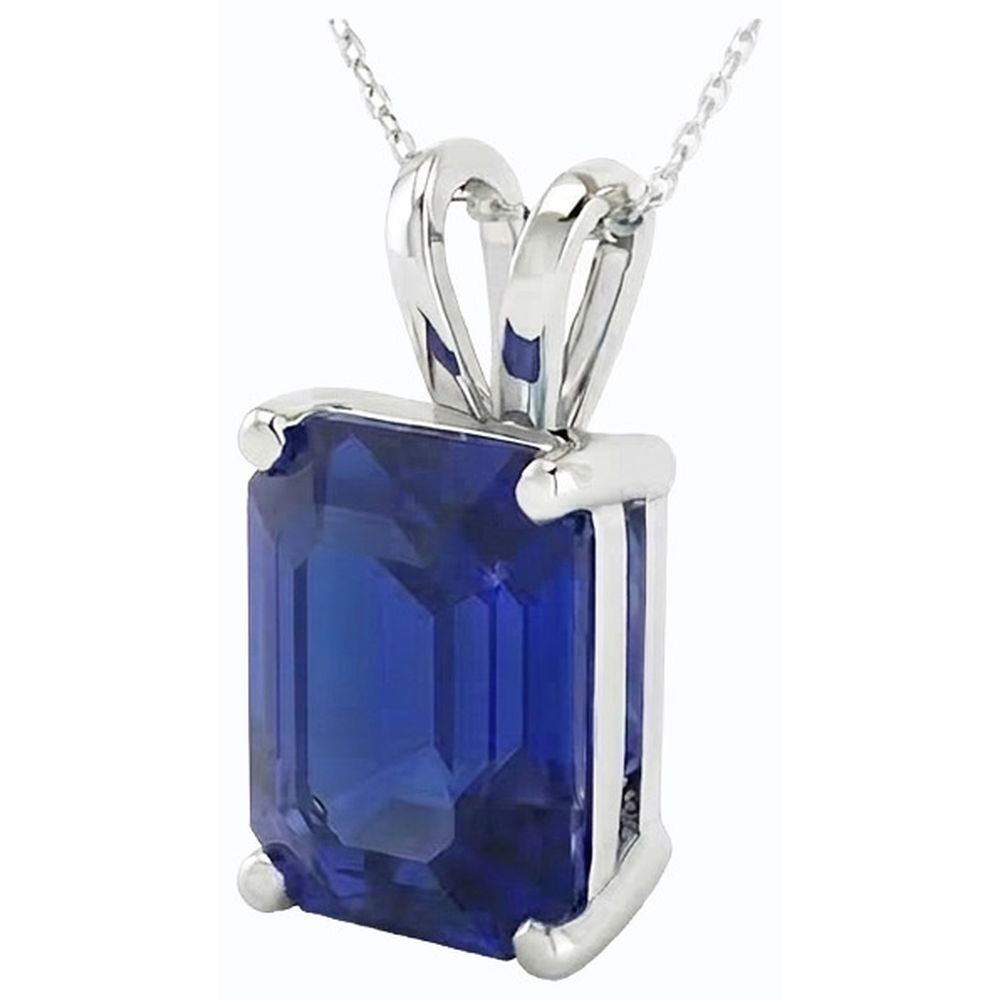 Asscher Blauer Saphir Solitär Anhänger Gold Damenschmuck 5 Karat