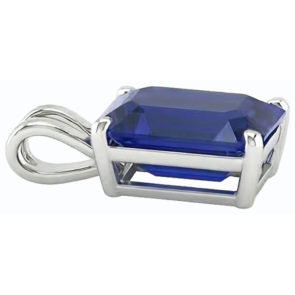 Asscher Blauer Saphir Solitär Anhänger Gold Damenschmuck 5 Karat