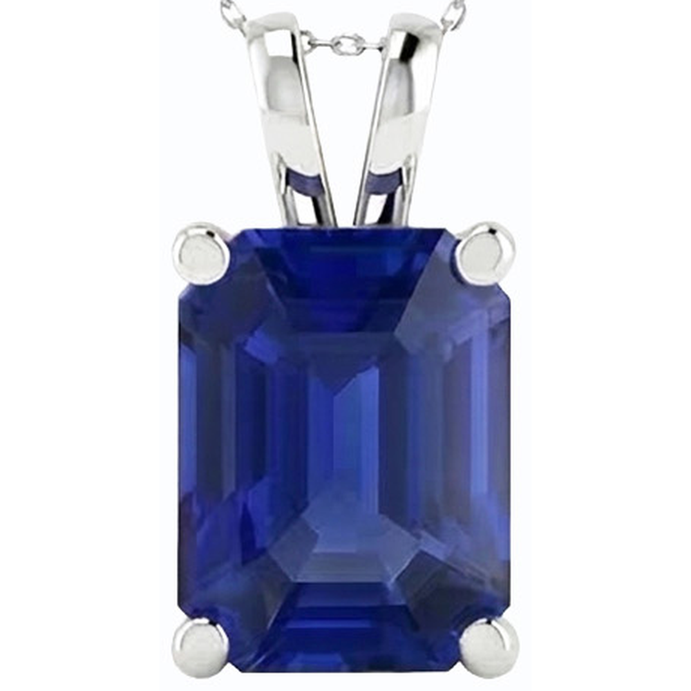 Asscher Blauer Saphir Solitär Anhänger Gold Damenschmuck 5 Karat