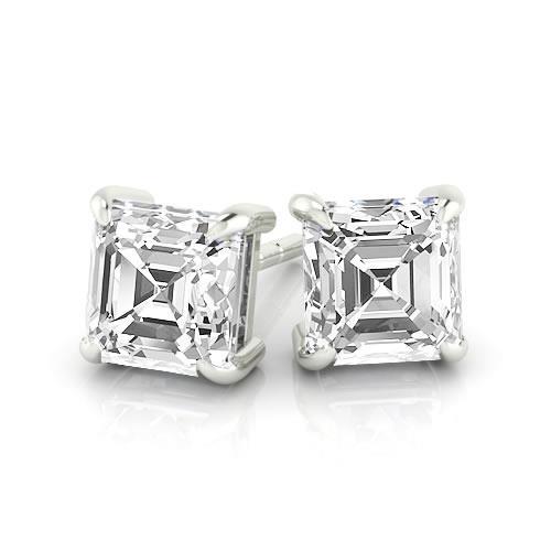 Asscher Cut 2,50 Karat Echt Diamanten Ohrstecker Weißgold