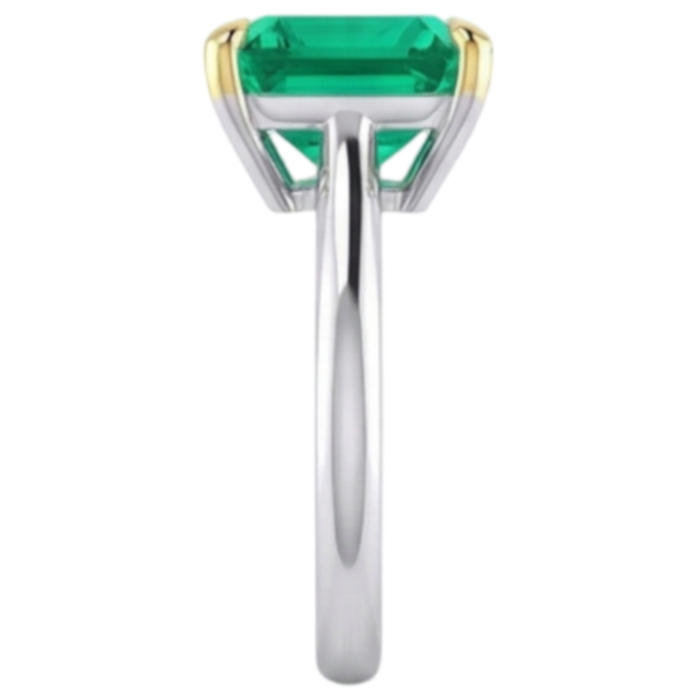 Smaragd Asscher-Schliff Schmuckstein-Ring in Zweifarbiges 14K Gold – Seitenansicht