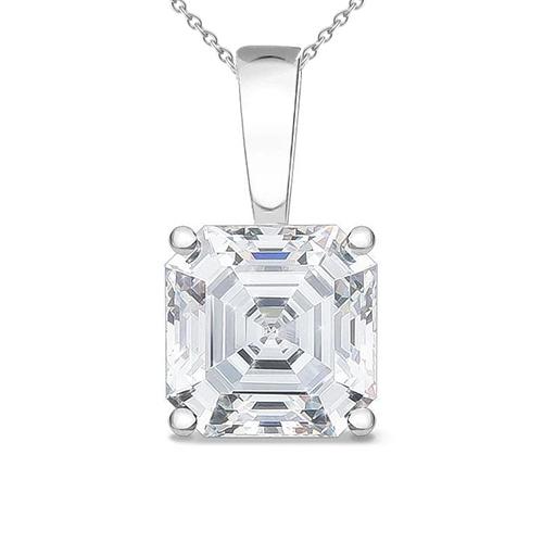 Asscher Cut Damen Solitär Echt Diamant Anhänger 2 Karat Weißgold 14K