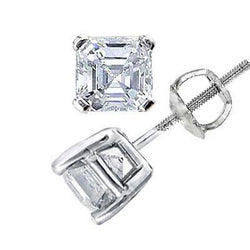 Asscher Cut Echt Aus der Erde Abgebauter Natürlicher Diamant Ohrstecker Gold 14K Schmuck 1 Karat