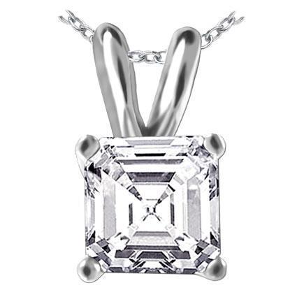 Asscher Cut Solitaire Echt Diamant Damen Anhänger 3 Karat Weißgold 14k