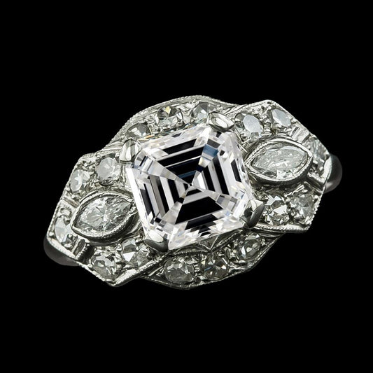 Asscher & Marquise alter Bergmann Echt Diamant Ehering 6.50 Karat