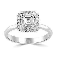 Asscher Ring mit Echt Diamanten im Rundschliff 2.75 Karat Weißgold 14K