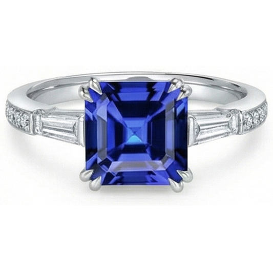 echter asscher diamant 3Karat ring Seitenansicht