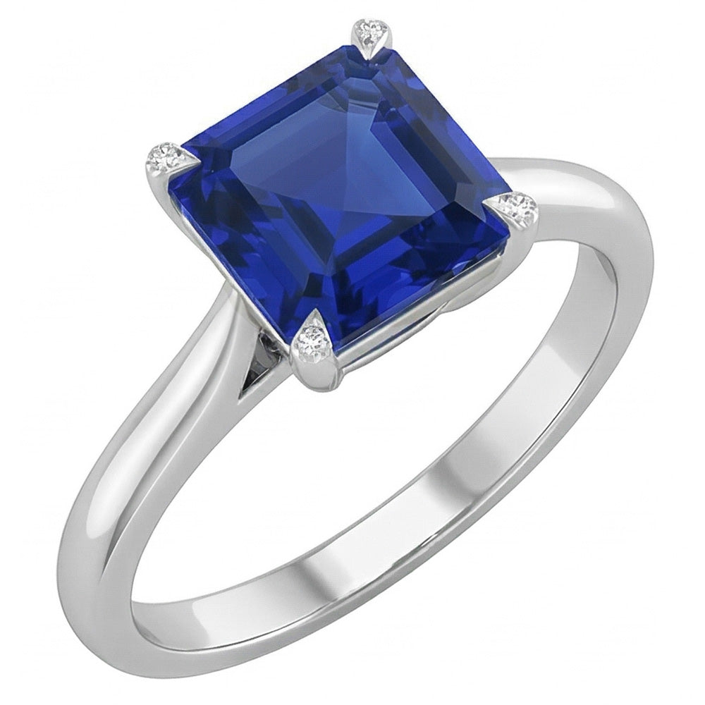 Asscher Solitaire Natural Blue Saphir Ring Schmuck 1.50 Karat