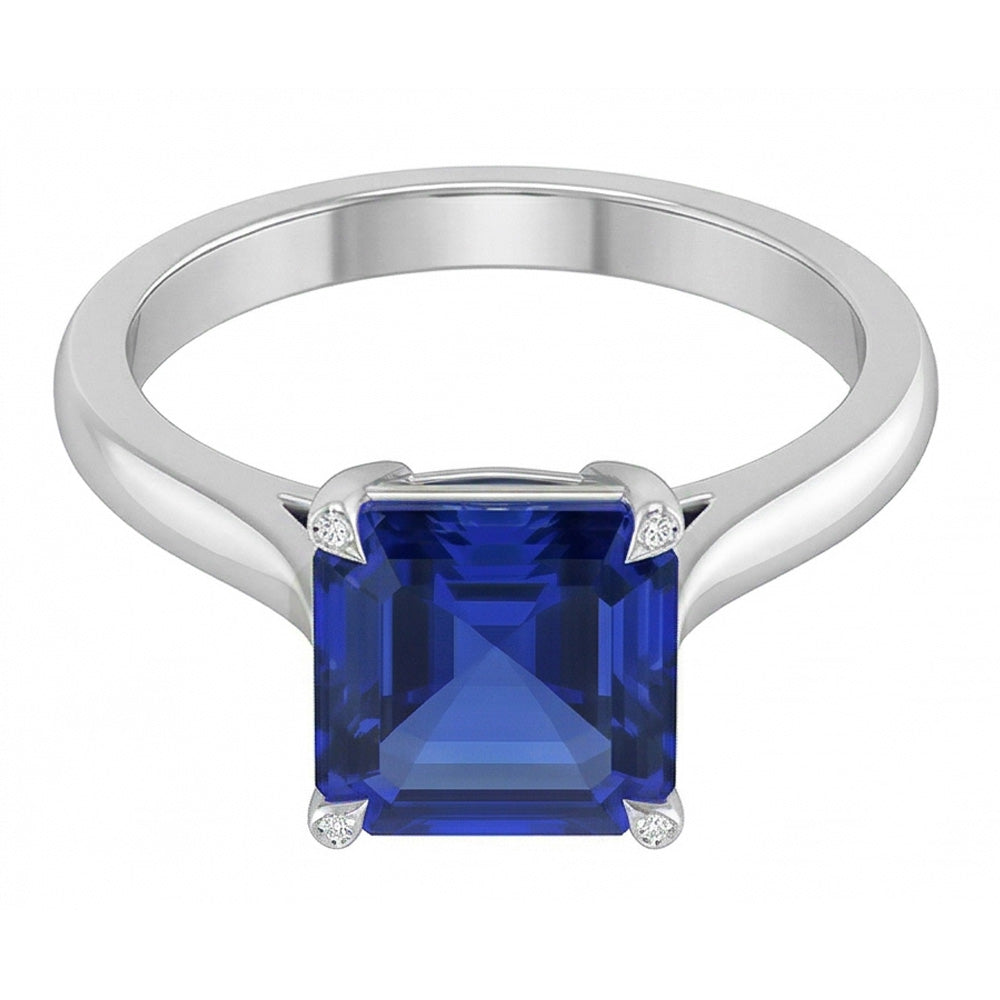 Asscher Solitaire Natural Blue Saphir Ring Schmuck 1.50 Karat