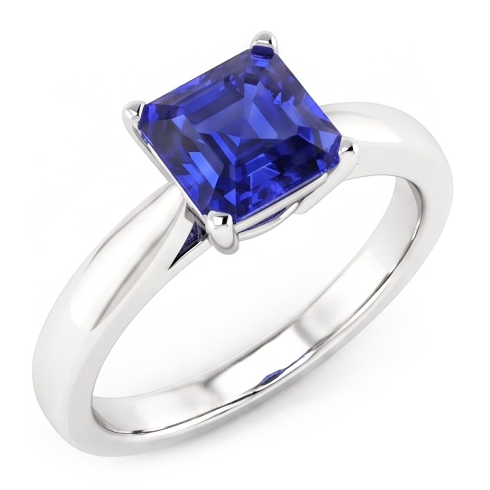 Asscher Solitaire Saphir-Verlobungsring Konischer Schaft 1,50 Karat