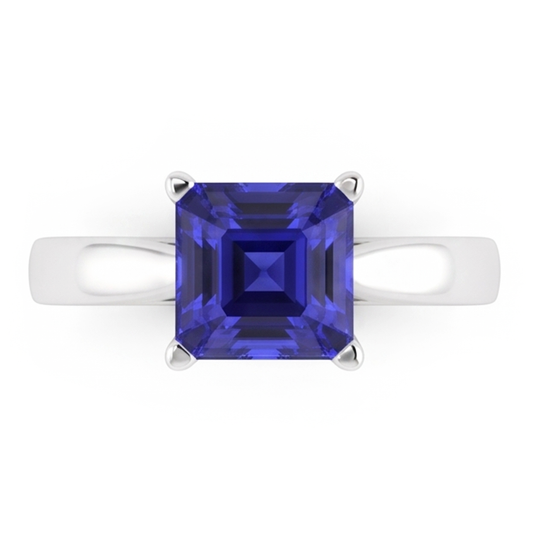 Asscher Solitaire Saphir-Verlobungsring Konischer Schaft 1,50 Karat