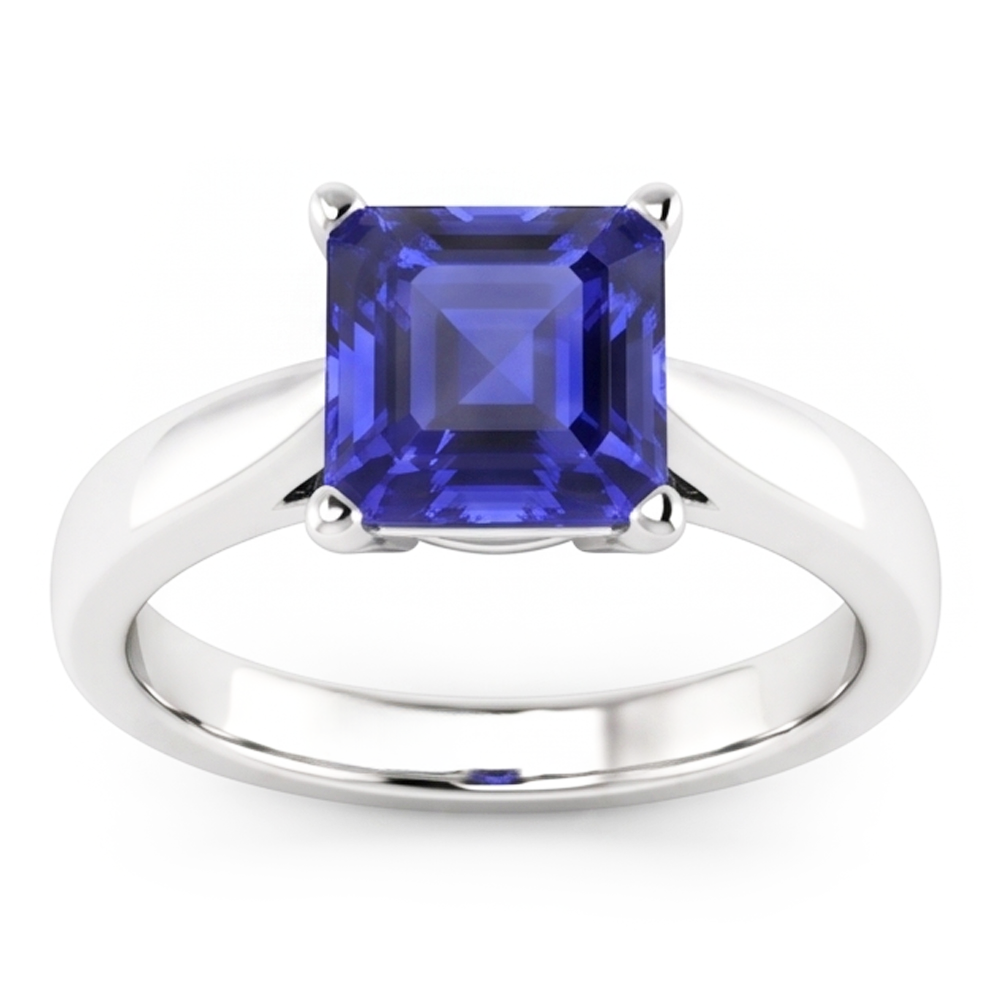 Asscher Solitaire Saphir-Verlobungsring Konischer Schaft 1,50 Karat