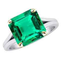 Erdgewonnener Geteilte Schiene Edler Smaragd Schmuckstein-Ring 5