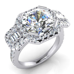 Asscher Schliff Mit Akzenten Echt Aus der Erde Abgebauter Natürlicher Diamant Ring