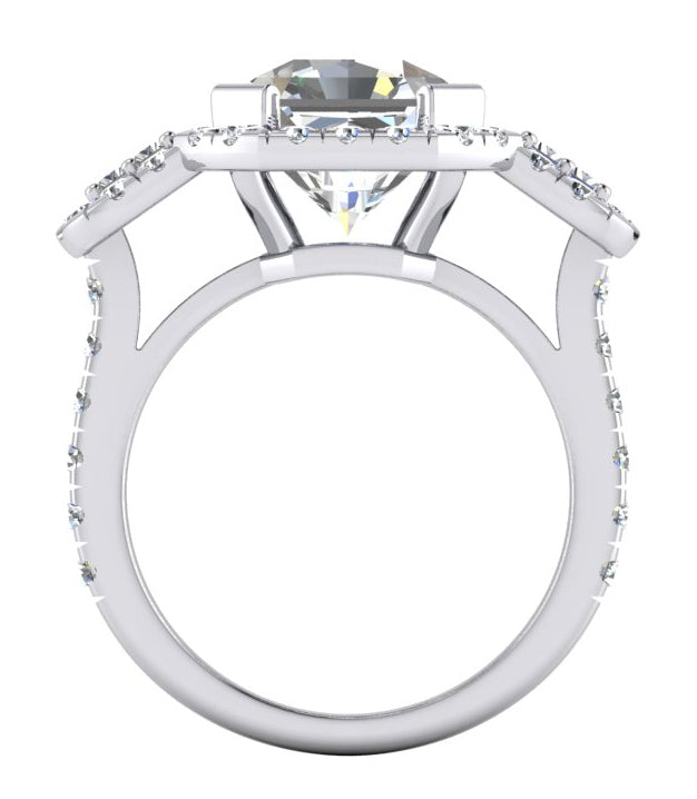 Asscher Schliff Mit Akzenten Echt Diamant Ring