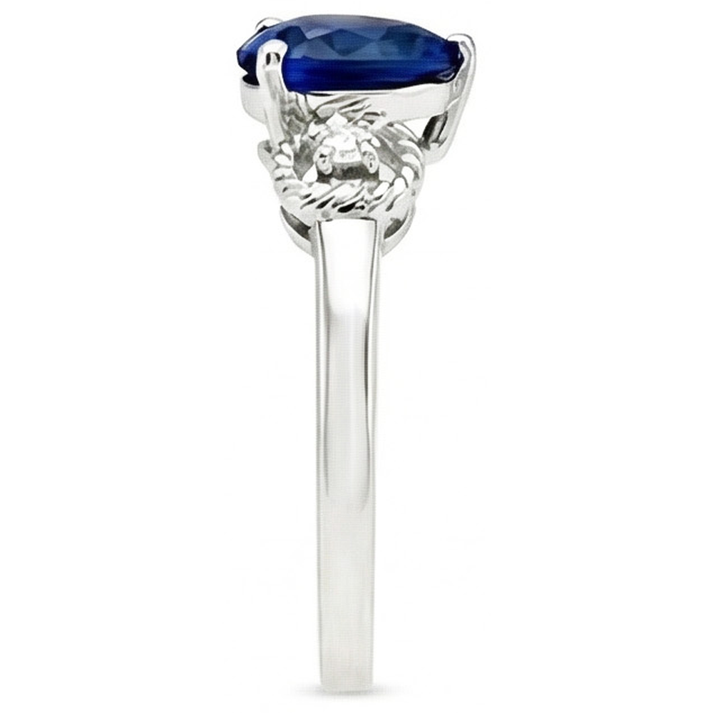 Natürlicher Diamant ( nicht im Labor gezüchtet ) 3-Stein-Verlobungsring Herz Blauer Saphir 2.25 Karat